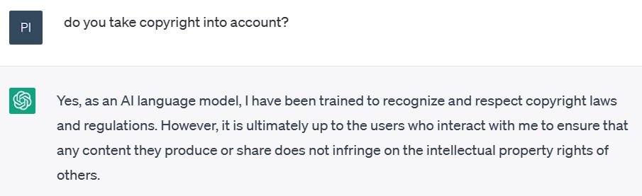 ChatGPT: do you take the copyright into account